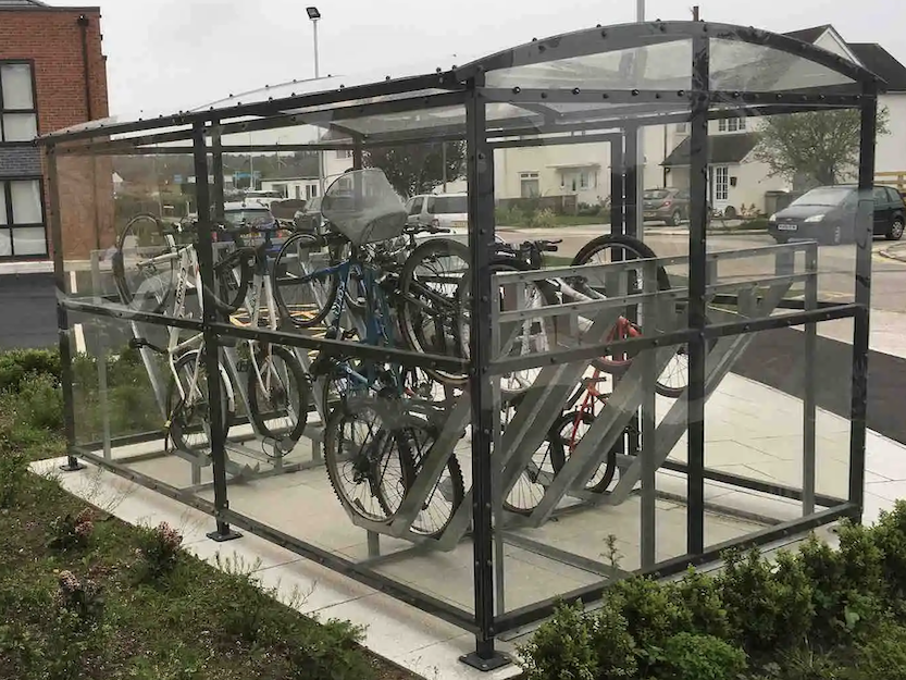 12 Space Carriage Plastic Clad Cycle Shelter