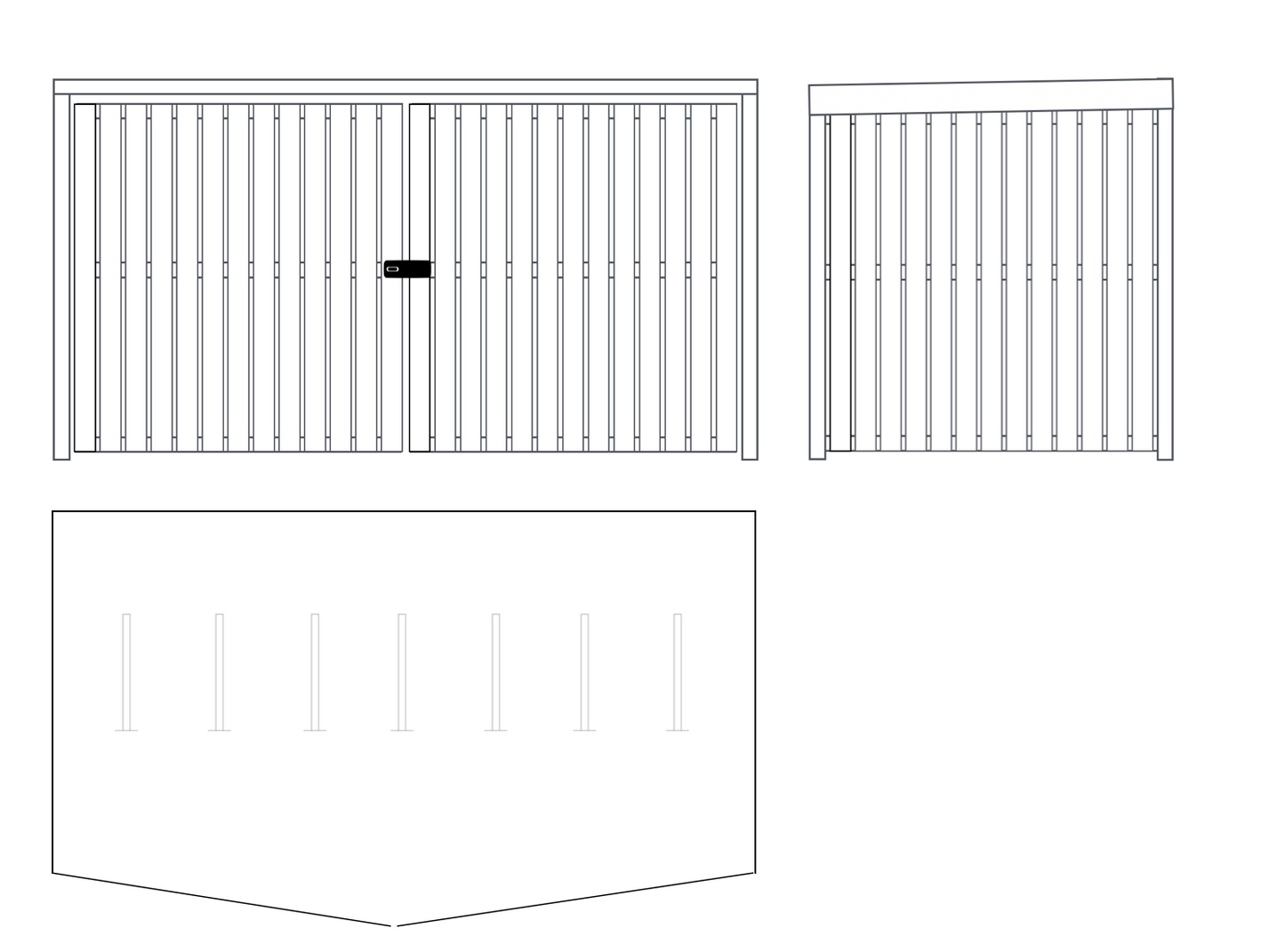 BUDGET Timber clad cycle shelter with wood panels, roof, front doors housing secure cycle storage