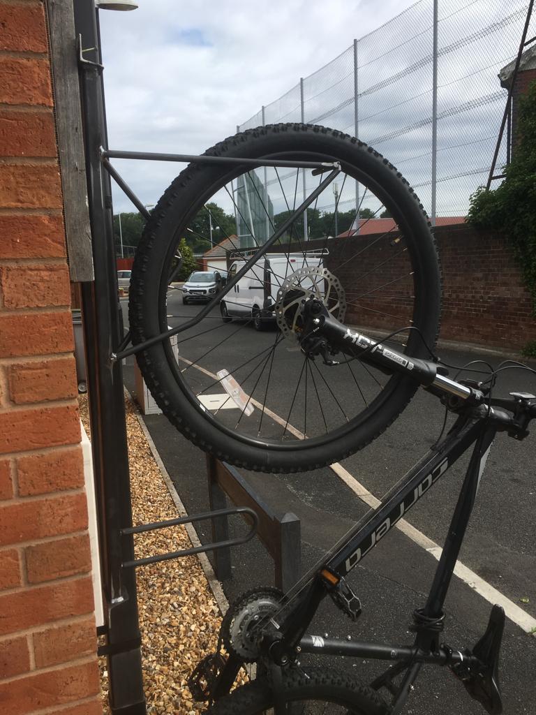 16mm locking hoop detail on wall mounted bike rack