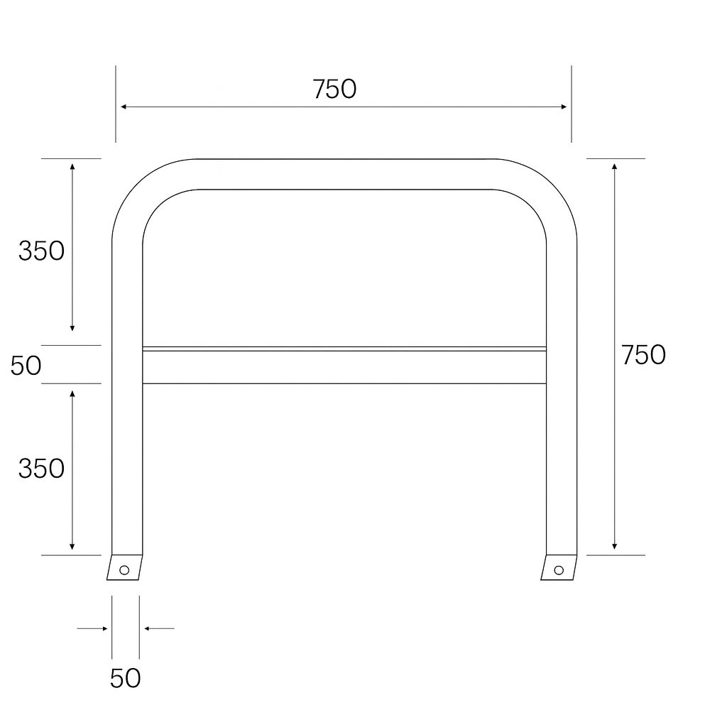 Galvanised and or Powder Coated Sheffield hoop bike rack installed on paving with two bikes locked