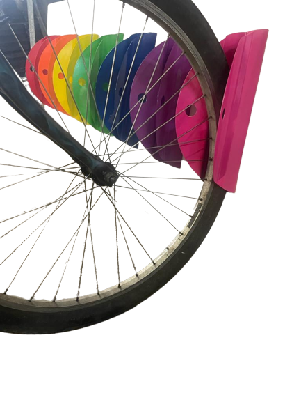 Tacco wall rack elegantly holding a bicycle against wall and floor with minimalistic design